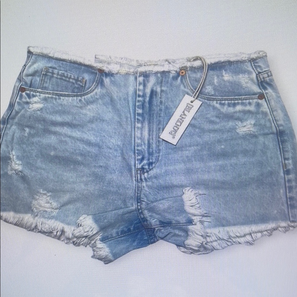 Blue Distressed Denim Shorts